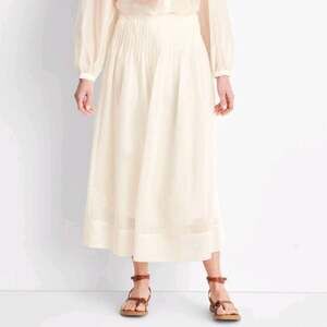 Future Collective Women's High-Rise Pleated Drop Waist Ankle Skirt in Cream,4